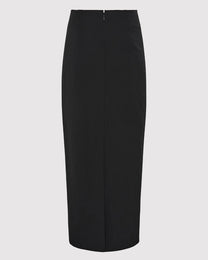 Raw Edge Column Maxi Skirt | Black