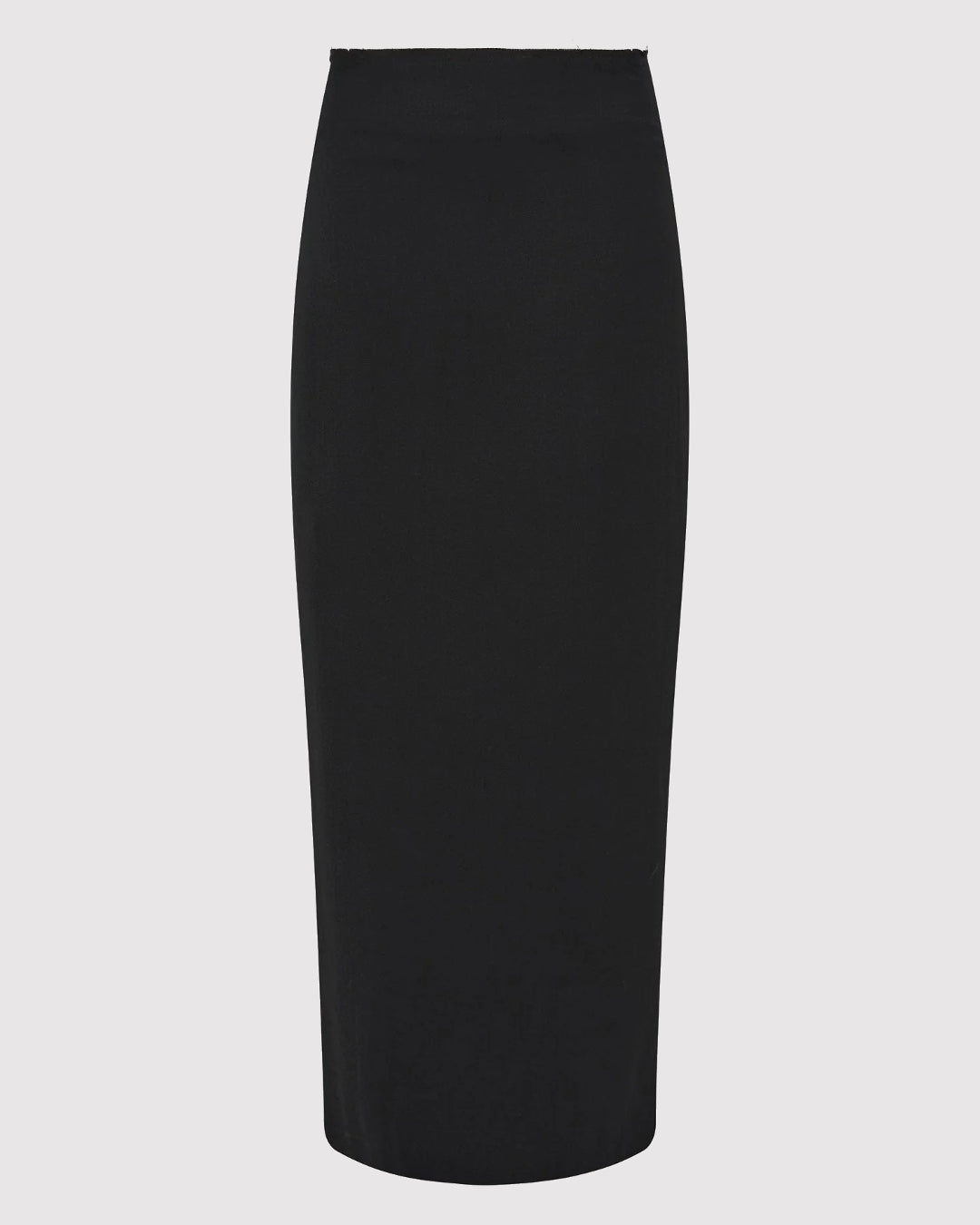 Raw Edge Column Maxi Skirt | Black