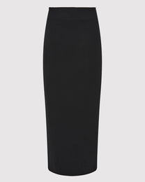 Raw Edge Column Maxi Skirt | Black