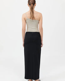Raw Edge Column Maxi Skirt | Black