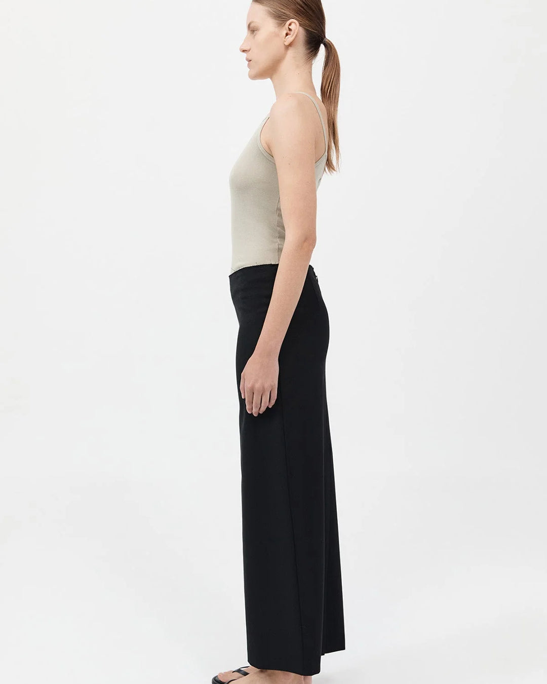 Raw Edge Column Maxi Skirt | Black
