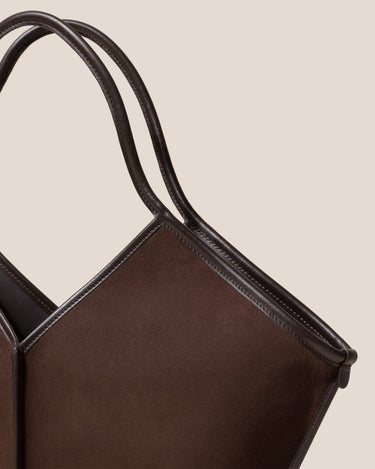 Calella Suede Tote Bag | Dark Brown