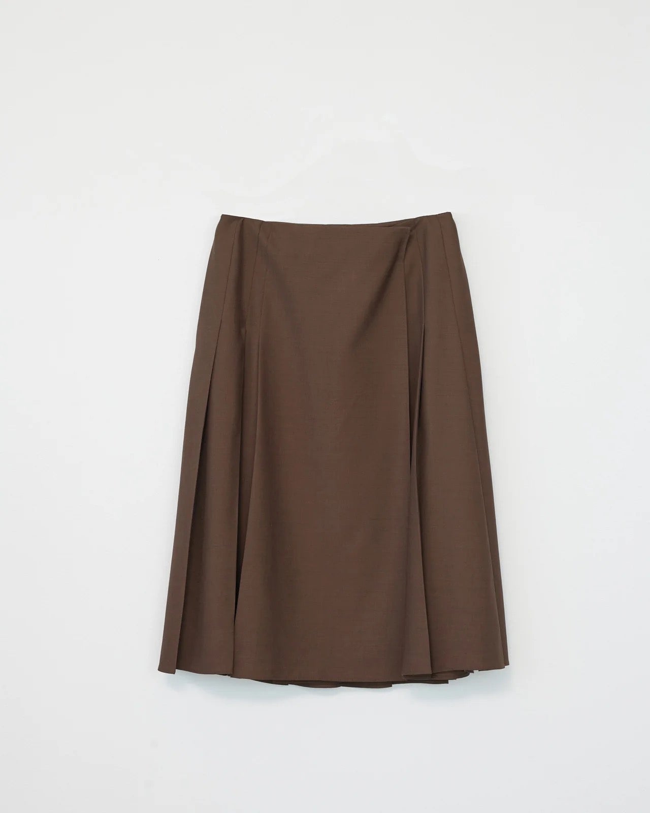 Tropical Wool Pleated Skirt | Brown