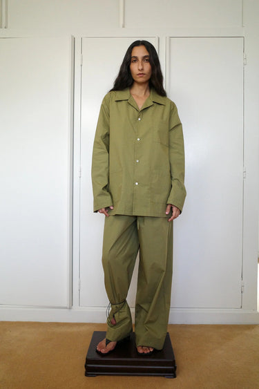 Cotton Poplin Py Trousers | Avocado