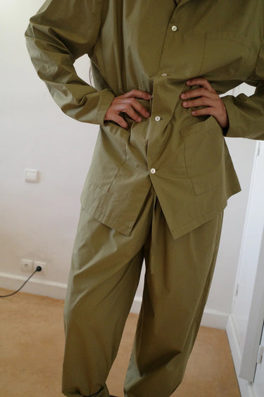 Cotton Poplin Py Trousers | Avocado