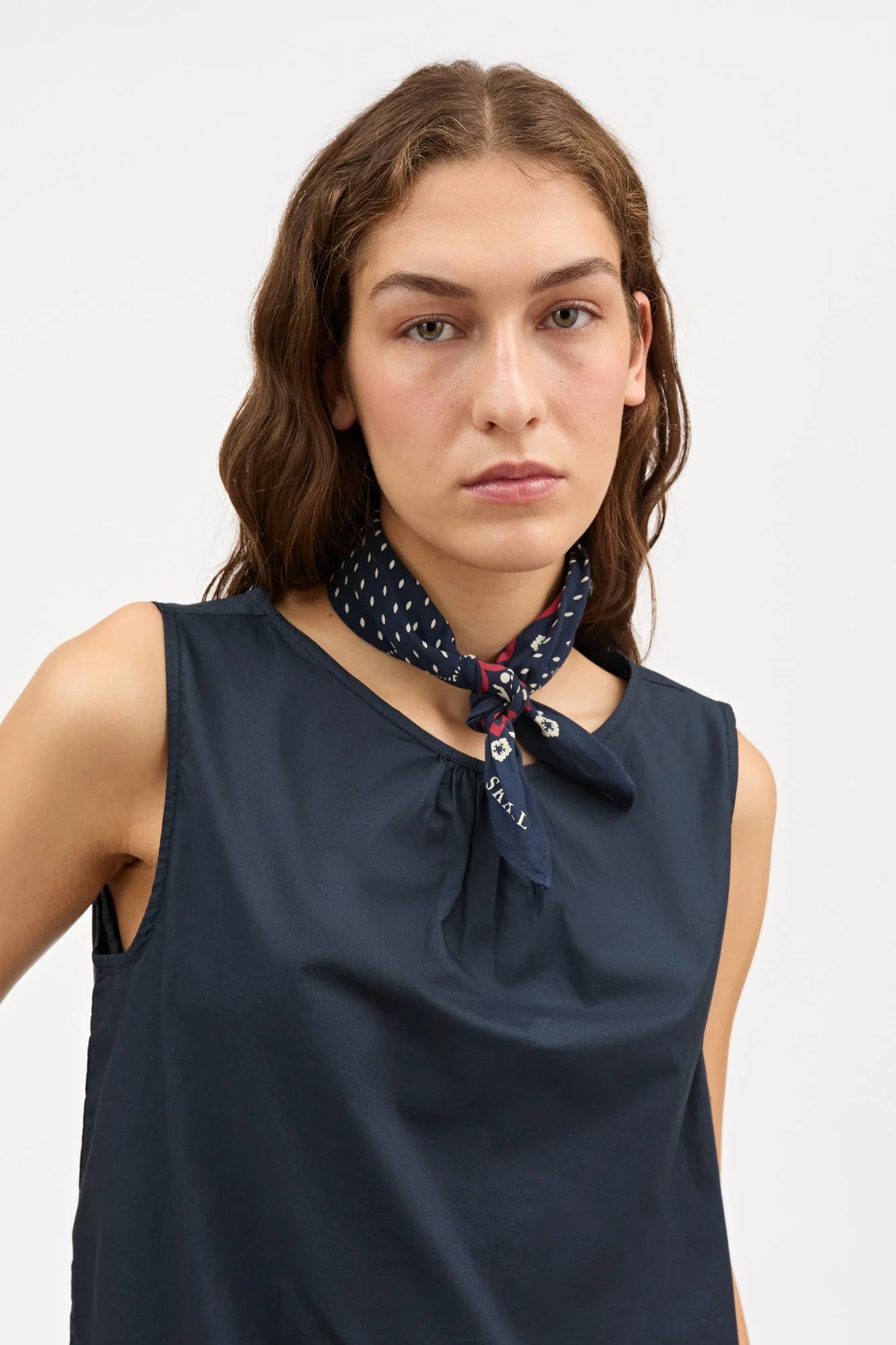 Juniper Scarf | Navy/Red/Ecru
