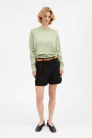 Amara O-Neck Jumper | Light Green Mélange