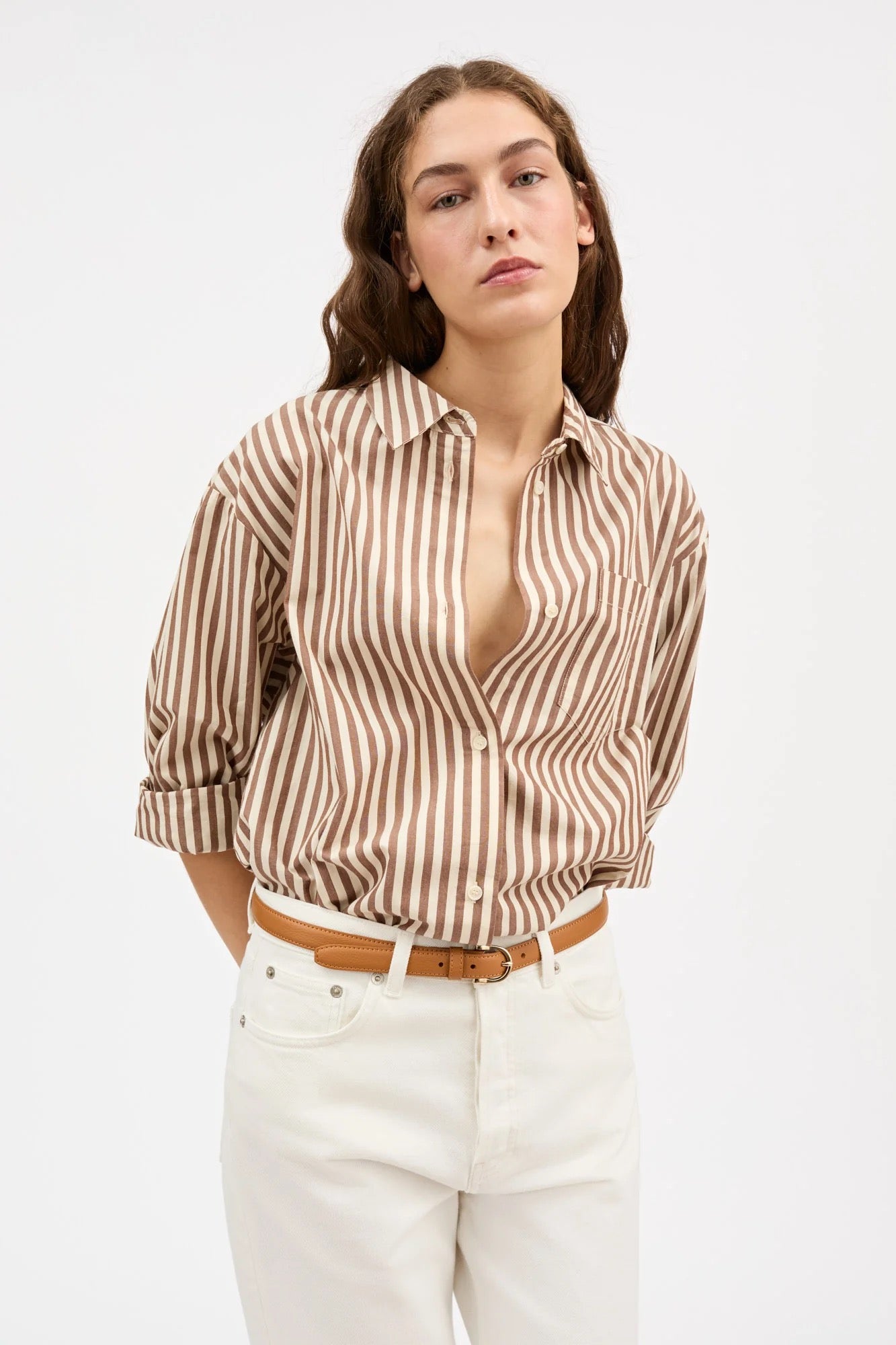 Edgar Shirt | Brown/Ecru Stripe