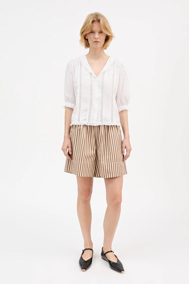 Vetiver Shorts | Brown/Ecru Stripe
