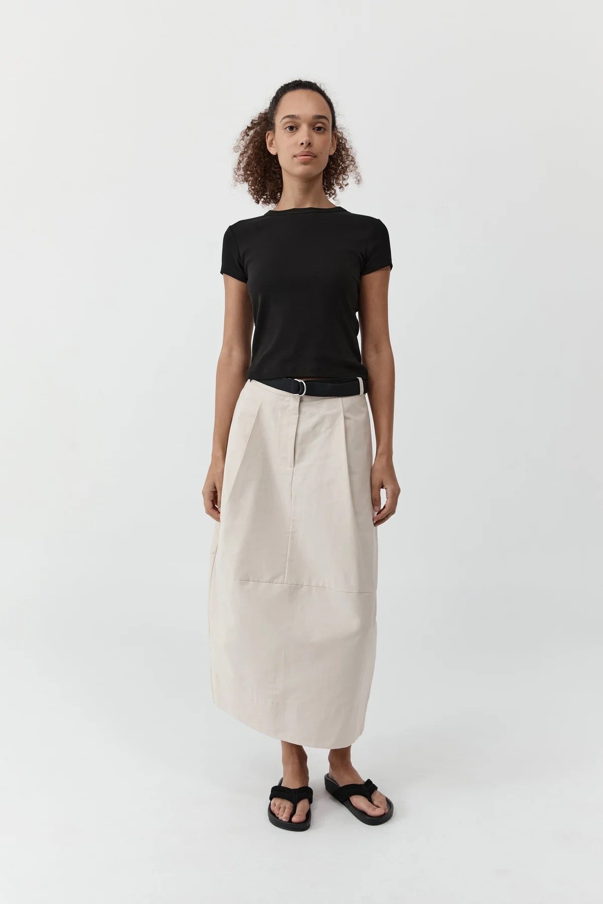 Canvas Pleat Cocoon Skirt | Shell