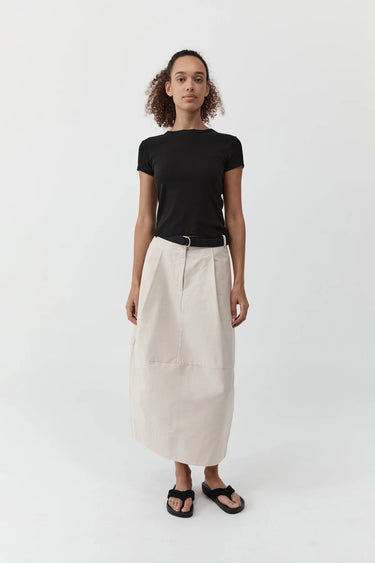 Canvas Pleat Cocoon Skirt | Shell