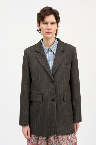 Joan Blazer | Brown/Black Pinstripe