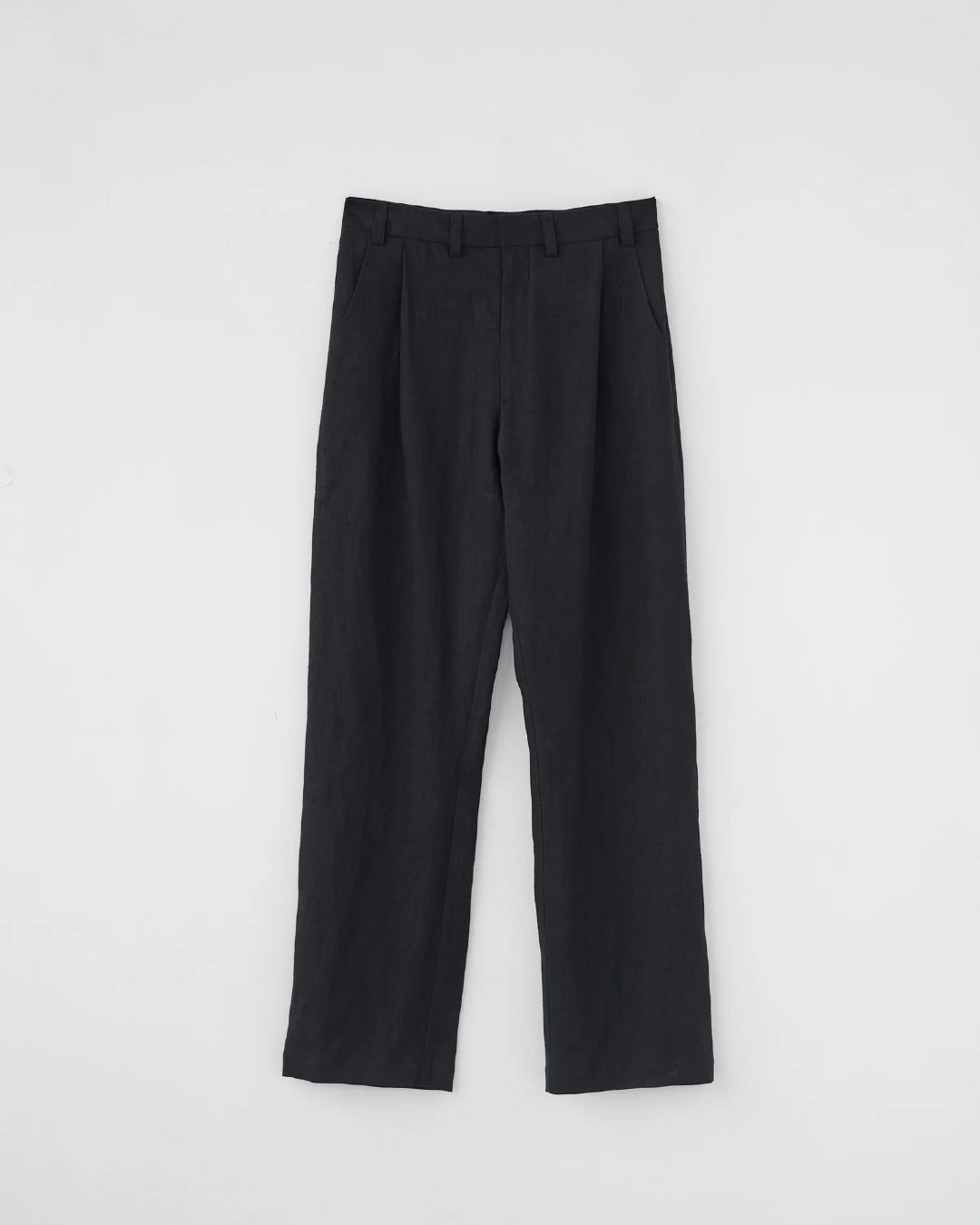 Linen Box Trousers | Black