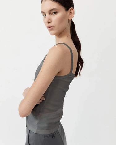 Organic Cotton Asymmetric Tank | Pewter Grey