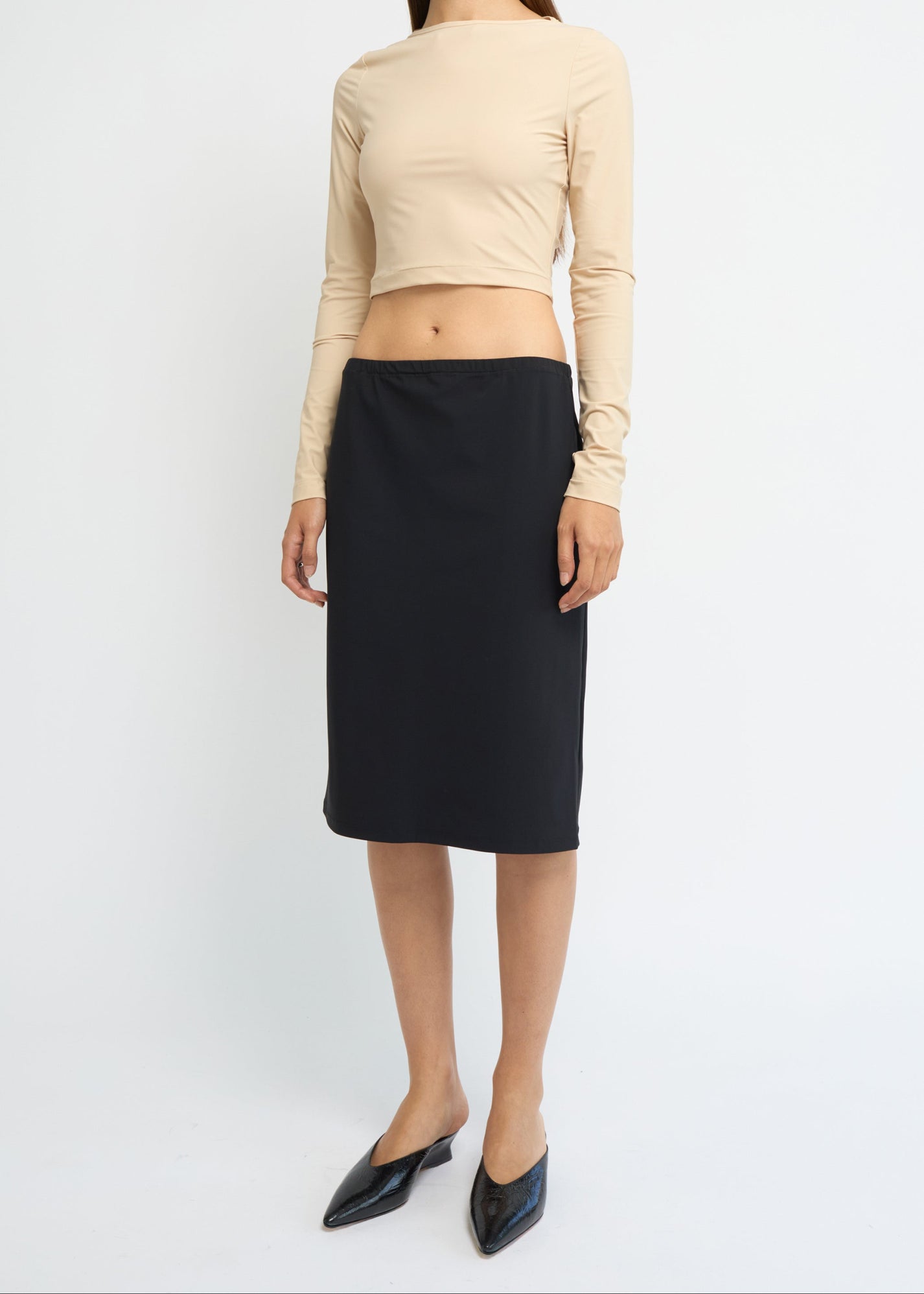 Straight midi skirt | Black