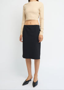 Straight midi skirt | Black