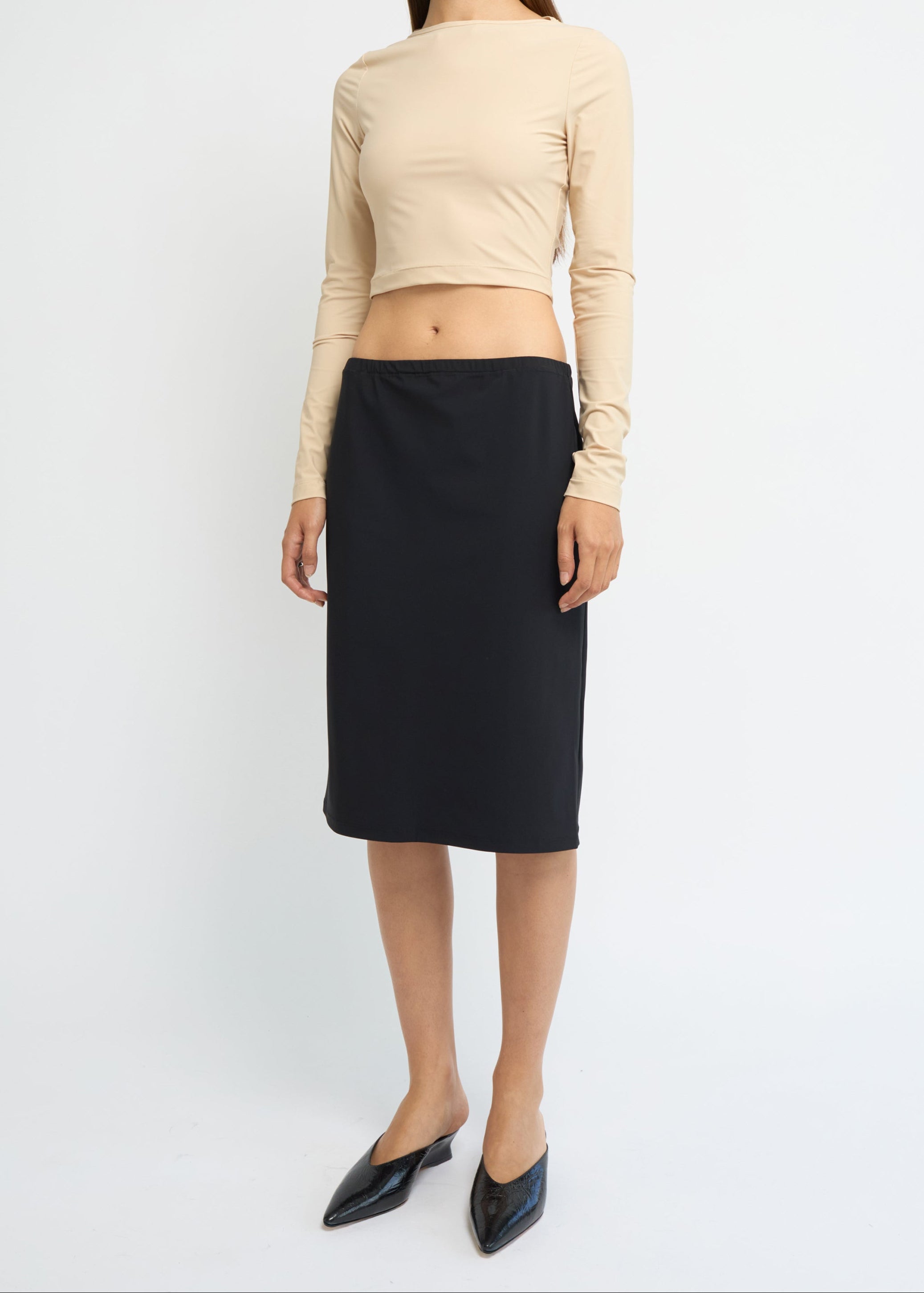 Straight midi skirt | Black