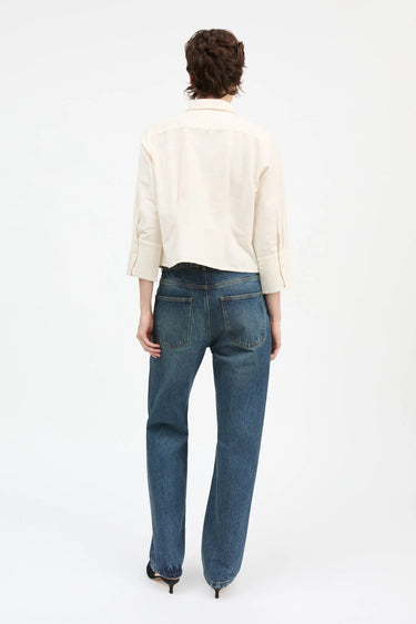 Sharon Straight Jeans | Washed Dark Blue