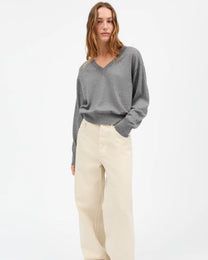 Amethyst V-Neck Jumper | Grey Melange