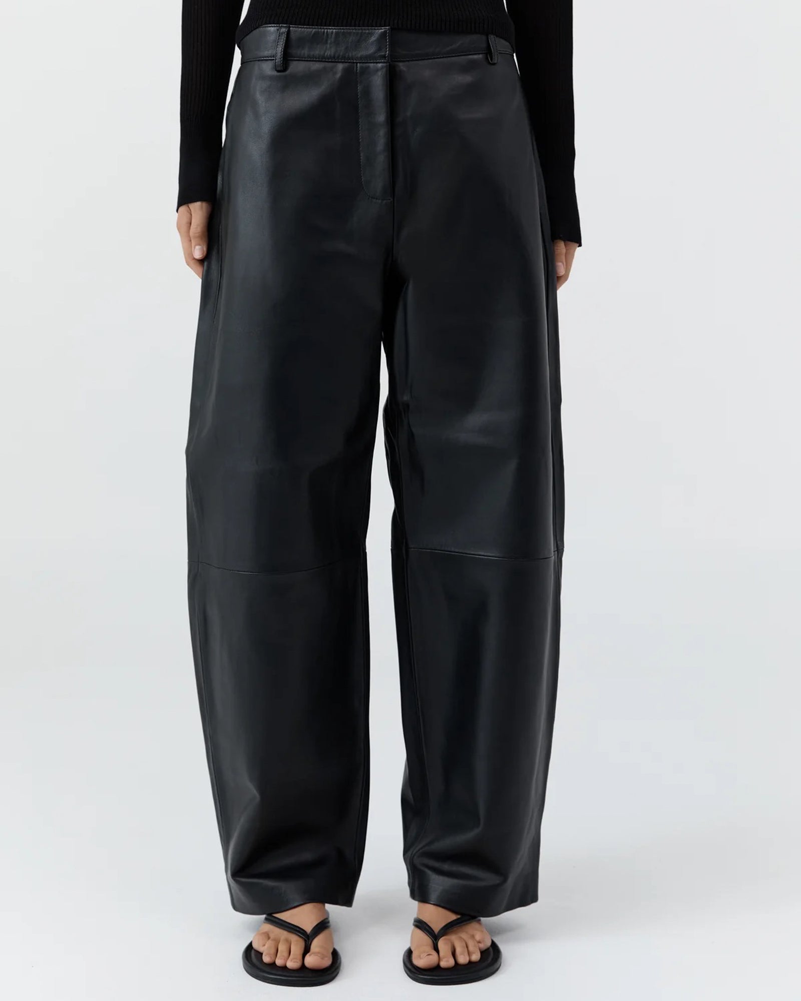 Leather Balloon Pants | Black