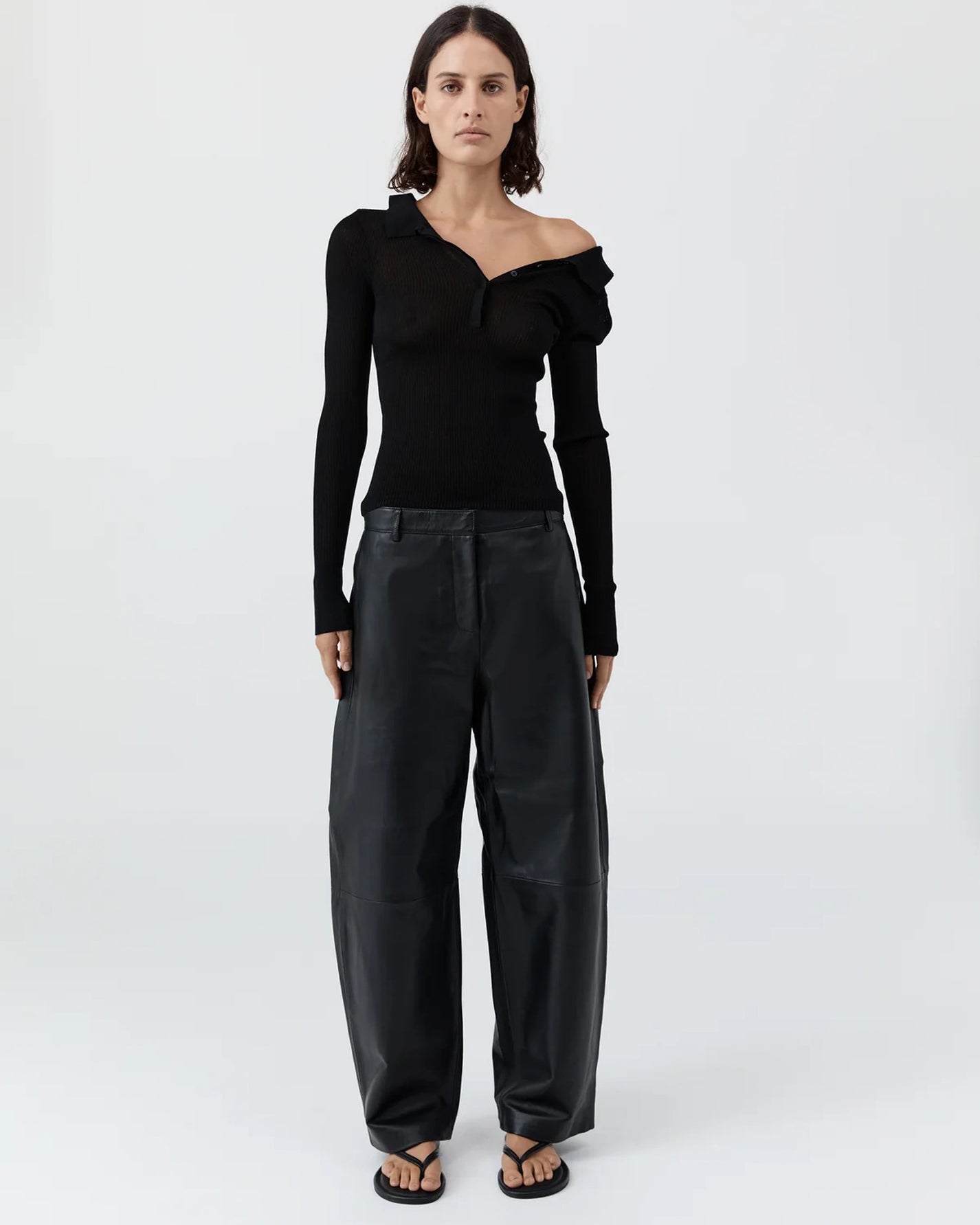 Leather Balloon Pants | Black