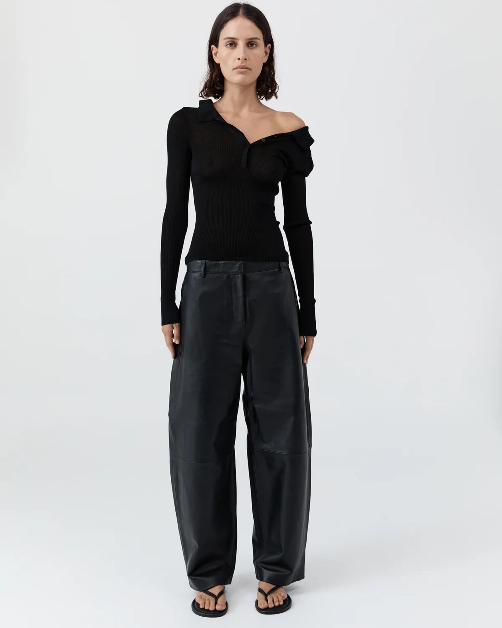 Leather Balloon Pants | Black