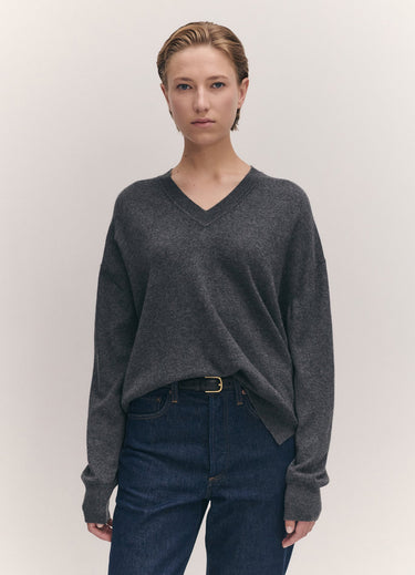 Tahra Cashmere V-Neck | Derby Grey