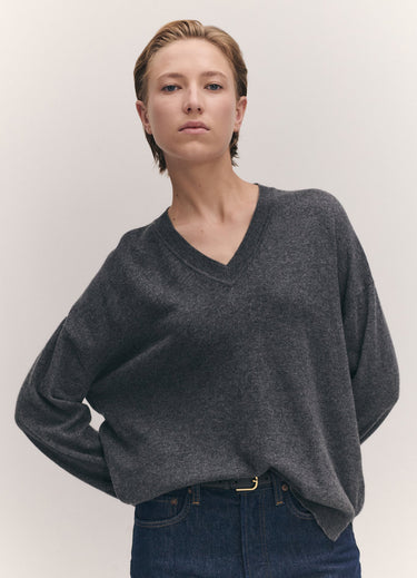 Tahra Cashmere V-Neck | Derby Grey