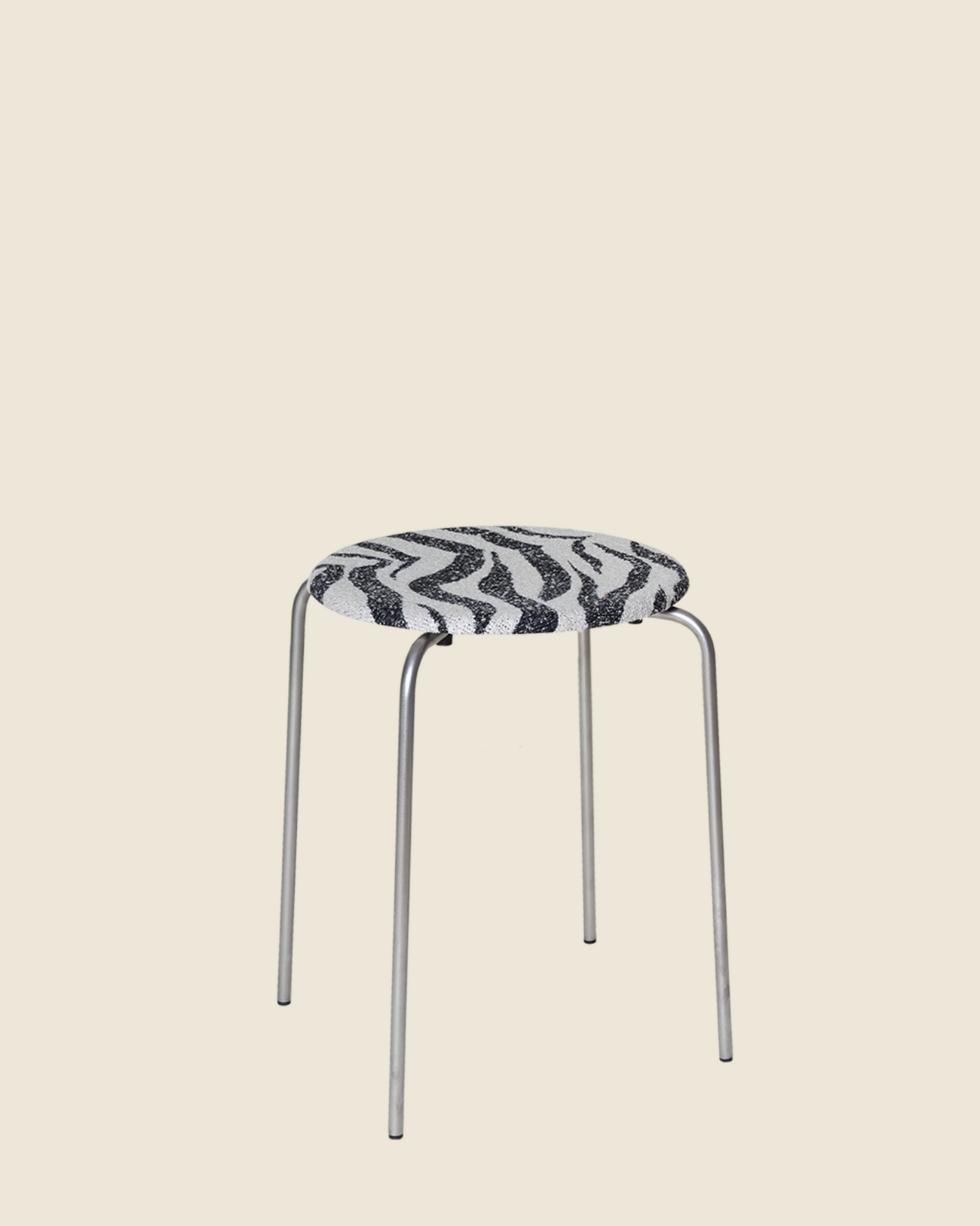 Petit Rond Stool | Stainless Steel / Zebra Fabric