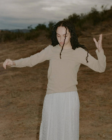 Silk Long Sleeve Tee | Acacia Brown