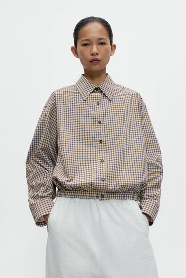 Checked Bomber Shirt | Black Orange