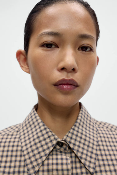 Checked Bomber Shirt | Black Orange