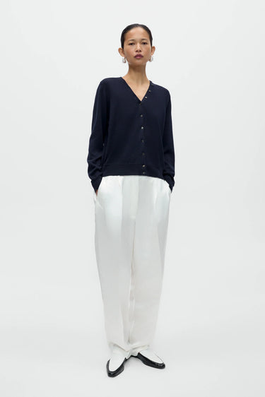 Merino Wool Button Cardigan | Navy