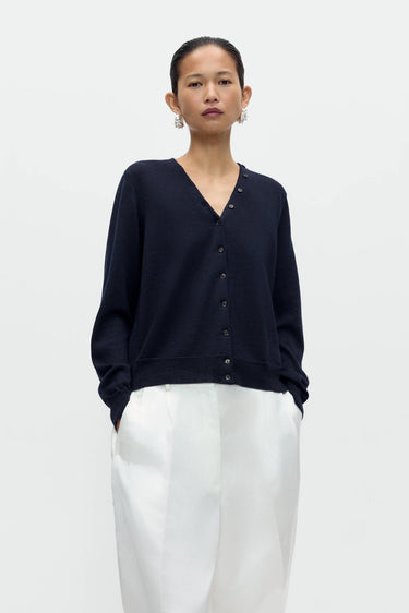 Merino Wool Button Cardigan | Navy