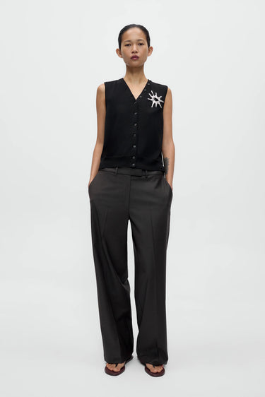 Merino Wool Button Waistcoat | Navy