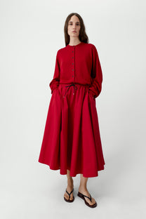 Cotton &amp; Silk Cardigan | Red