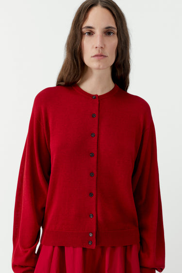 Cotton & Silk Cardigan | Red