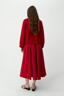 Cotton &amp; Silk Cardigan | Red