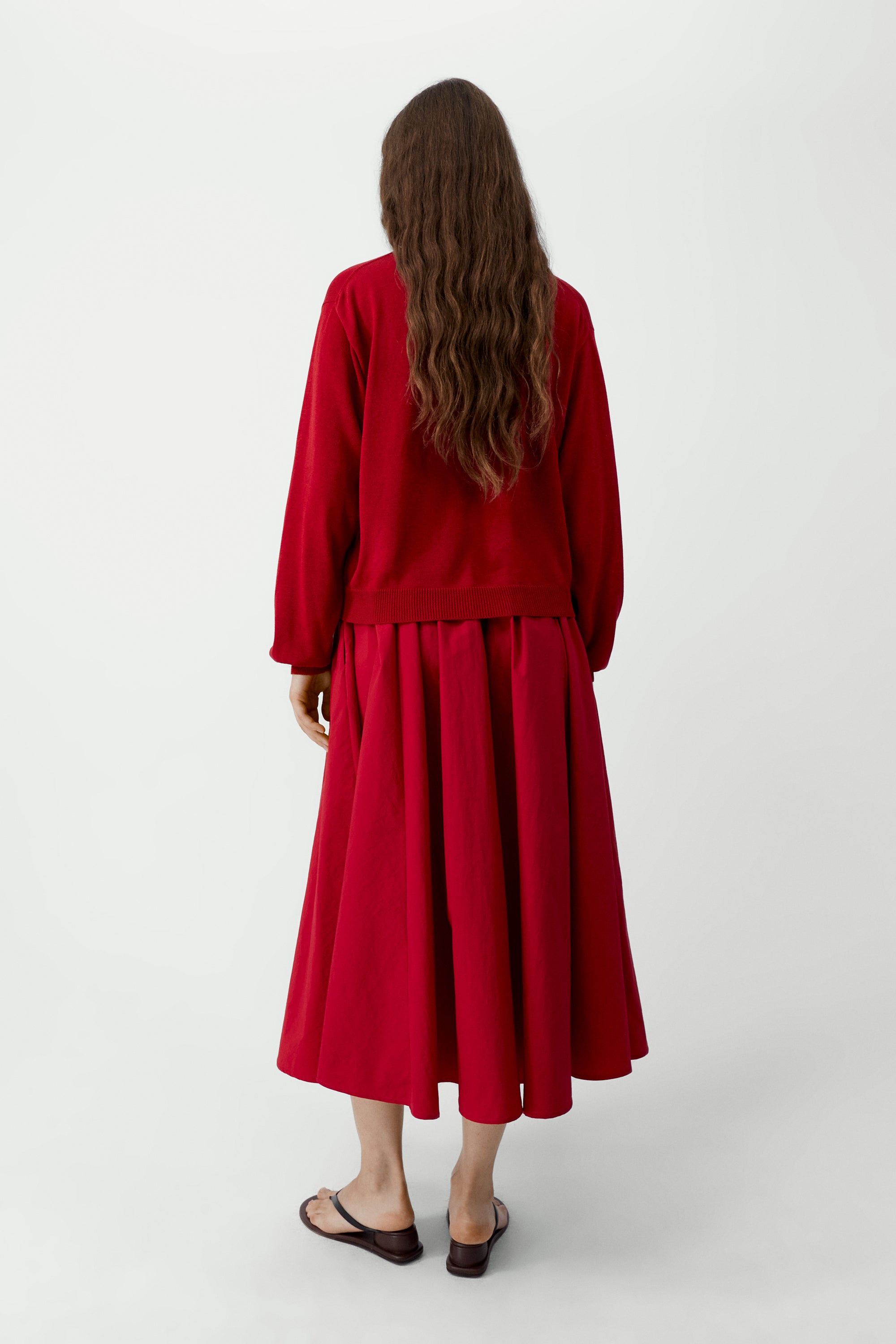 Cotton &amp; Silk Cardigan | Red