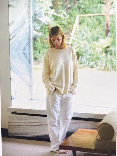 Long Sleeve Slouchy T-Knit in Ecru