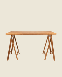 Folding Flat Trestle Table | Warm Brown Birch