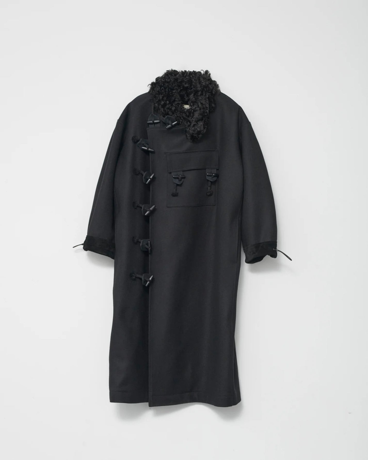 Hainsworth Heavy Wool Officer Coat | Black
