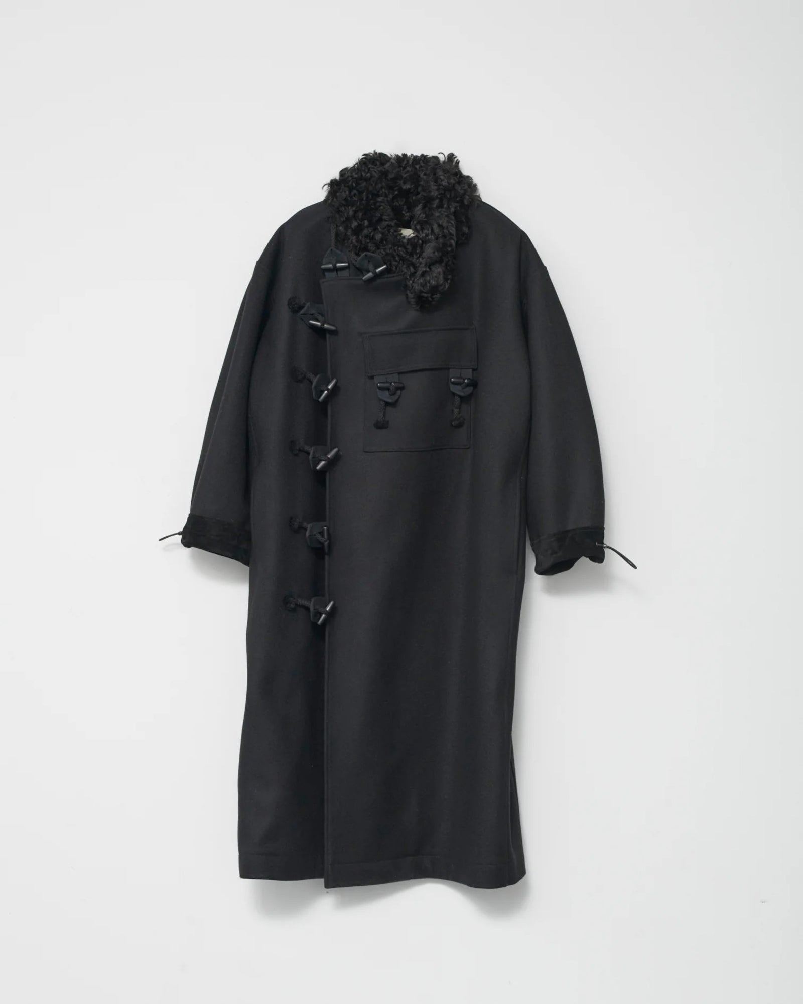 Hainsworth Heavy Wool Officer Coat | Black
