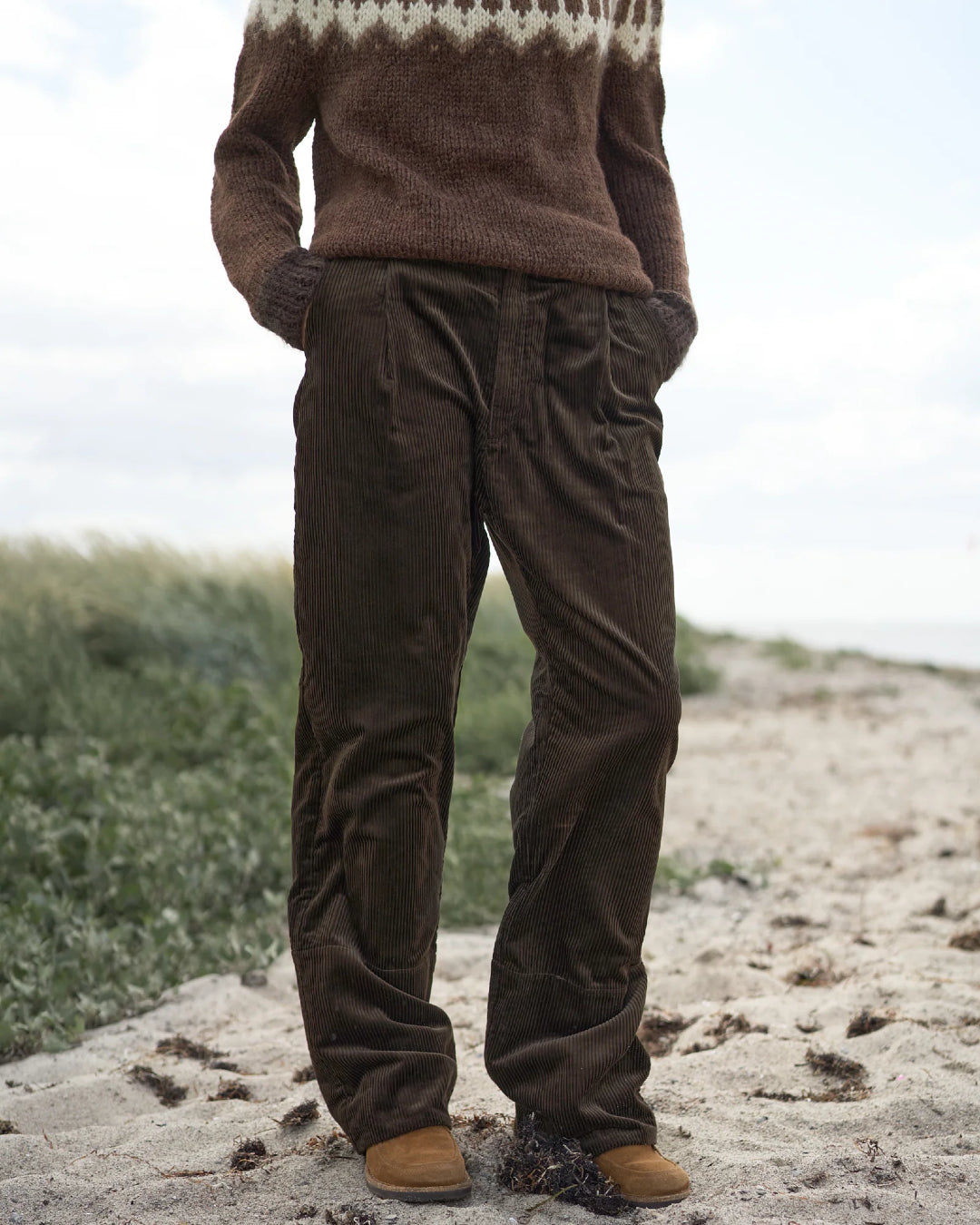 Corduroy Box Trousers | Brown