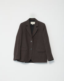 Linen Straight Blazer | Brown