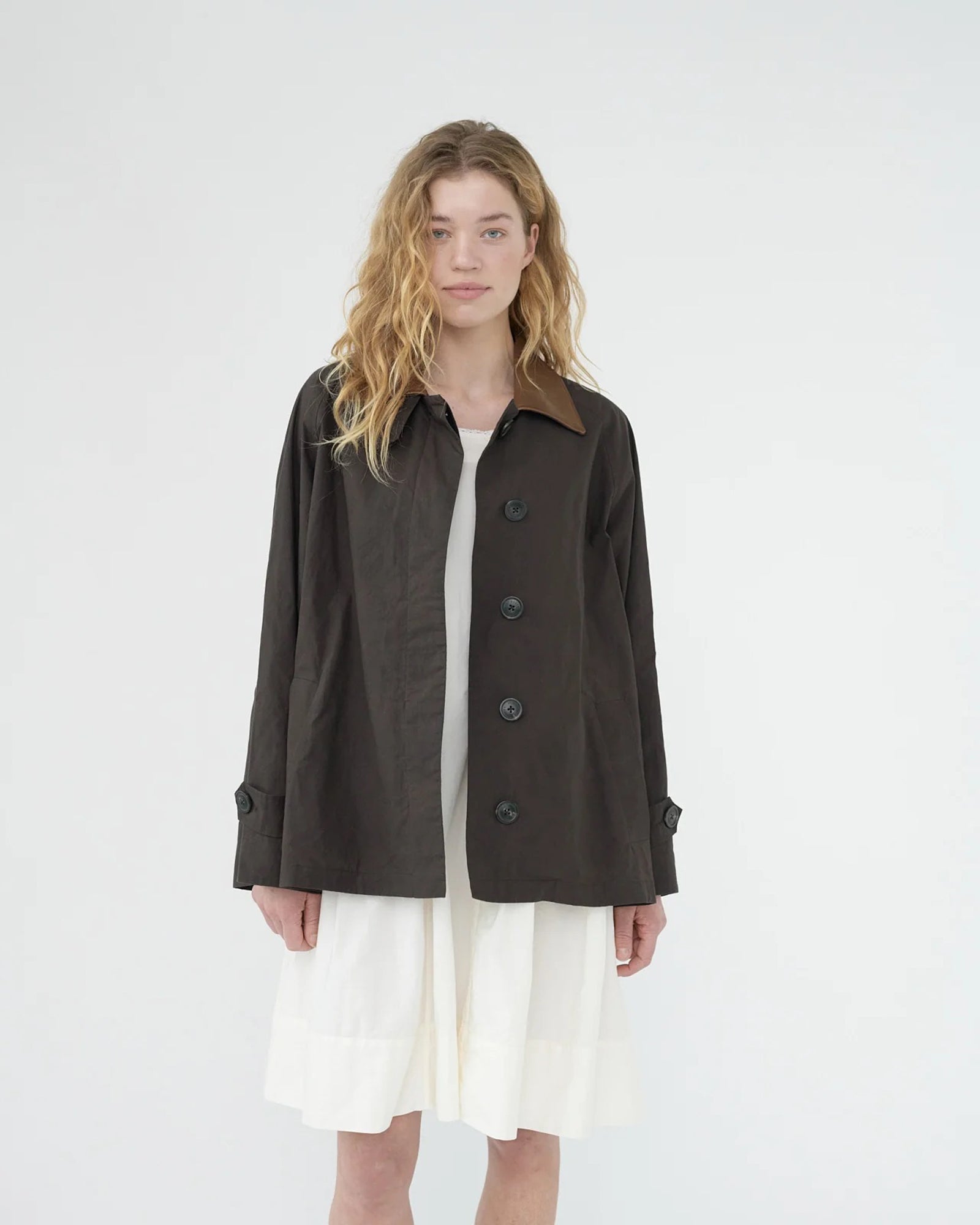 Waxed Cotton Jacket Mac | Brown