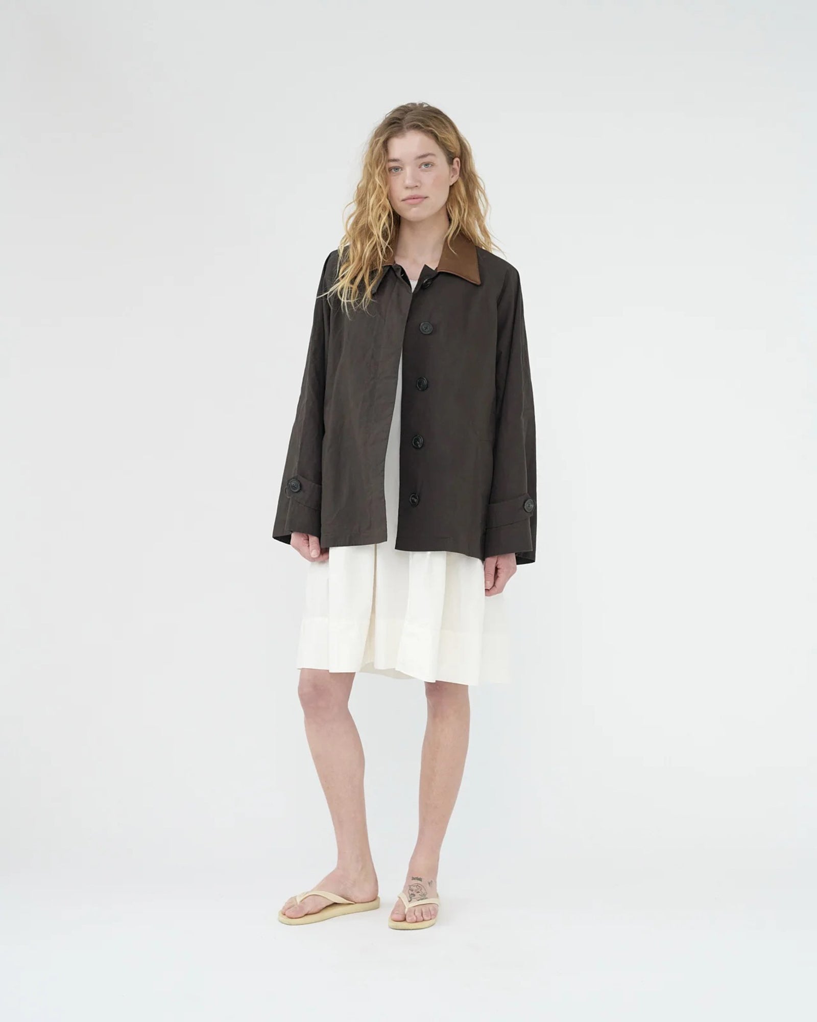 Waxed Cotton Jacket Mac | Brown