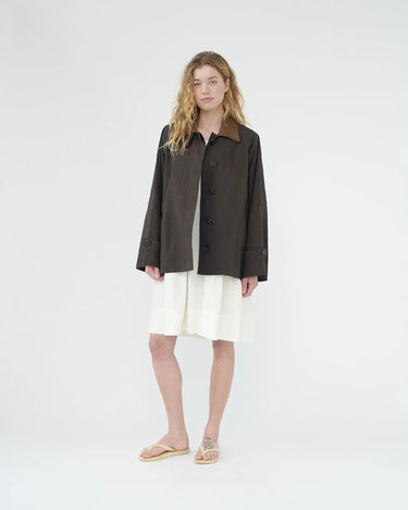 Waxed Cotton Jacket Mac | Brown