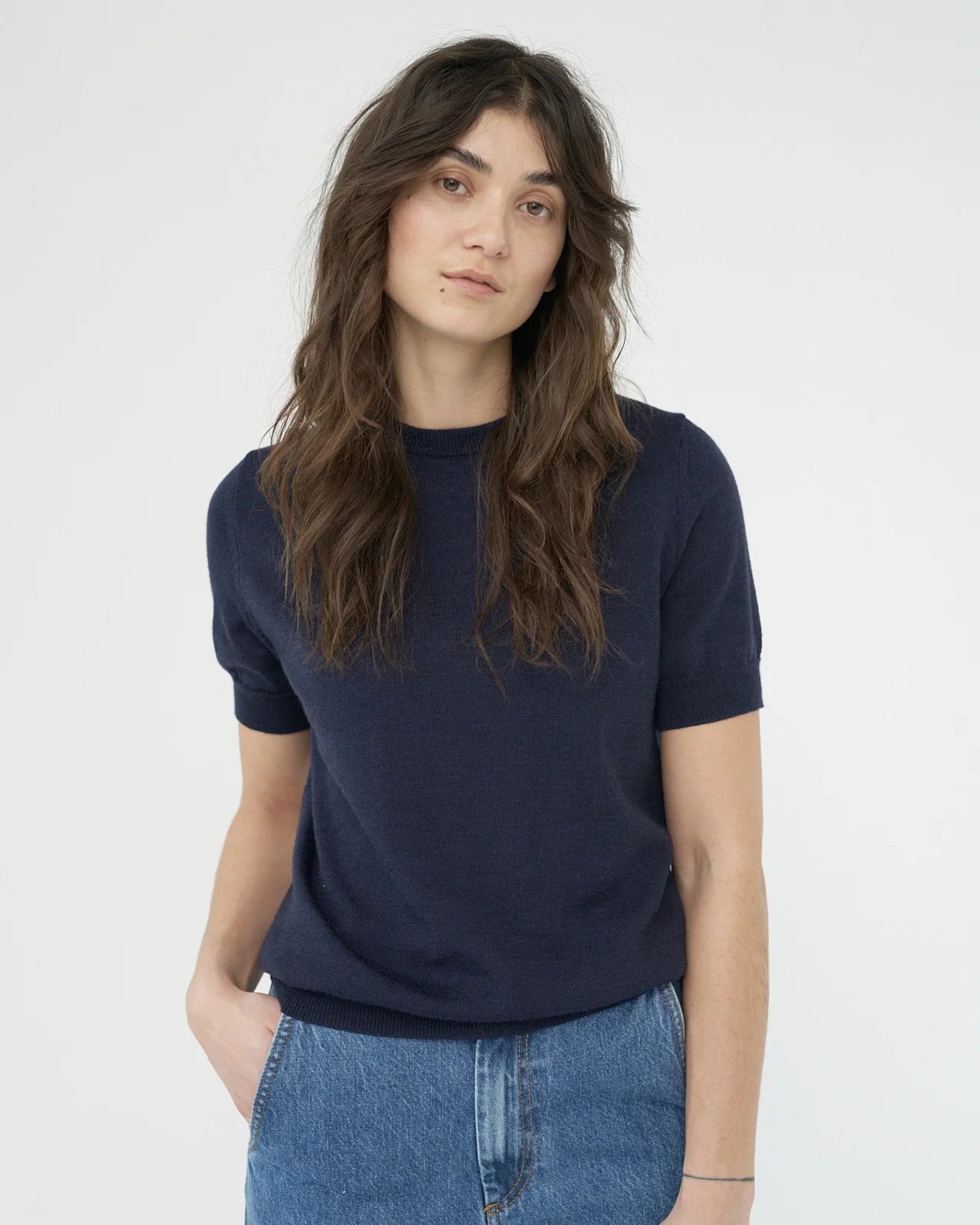 Merino Knit T-shirt | Navy