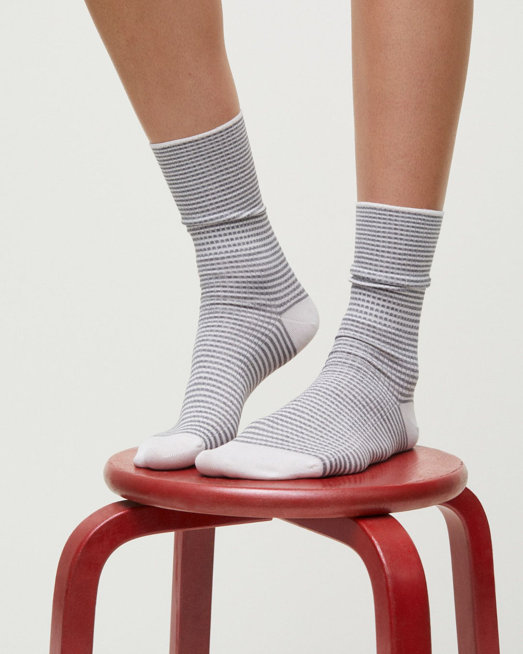 Cotton Stripe Socks | Mix Grey